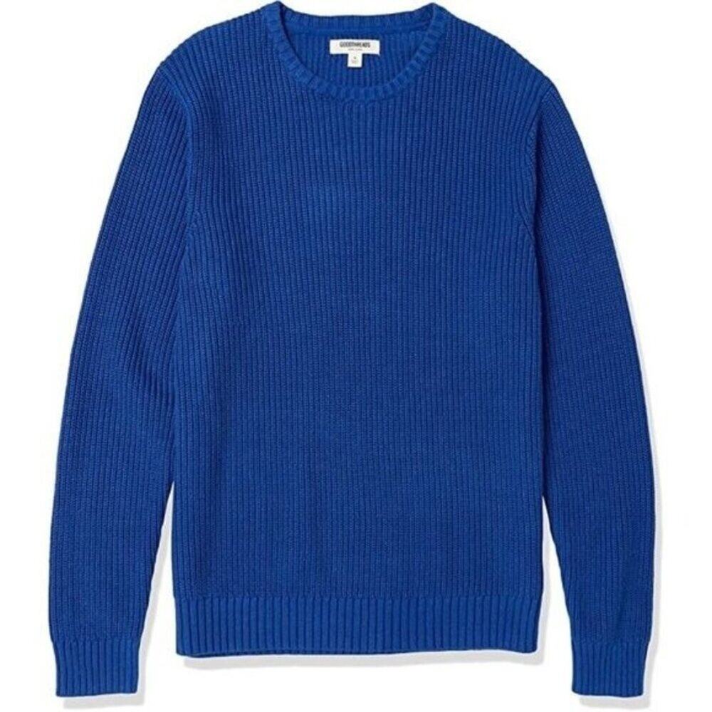 Goodthreads Men's Soft Cotton Rib Stitch Crewneck Sweater, L